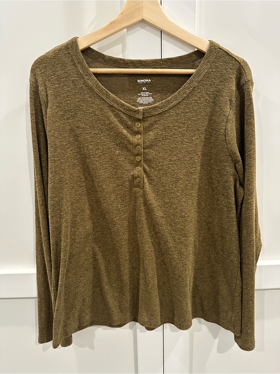 Sonoma Goods For Life Tops - Sonoma Goods For Life Long Sleeve Henley in Brown XL